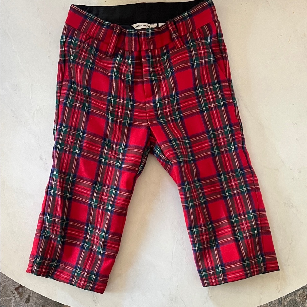 Janie and Jack Red Plaid Kids Formal Bottoms